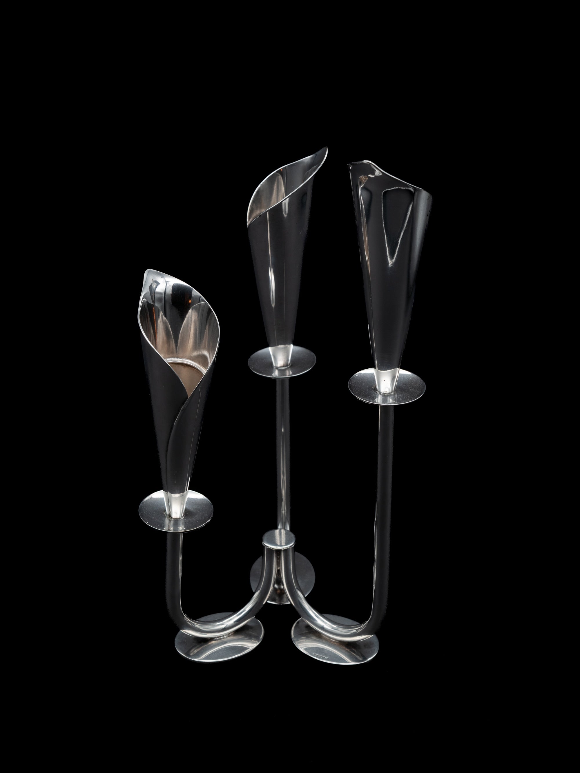 Calla Lily Candle Holder, Denmark, c. 1960s by Trove Paris | The Oblist — polished metal design