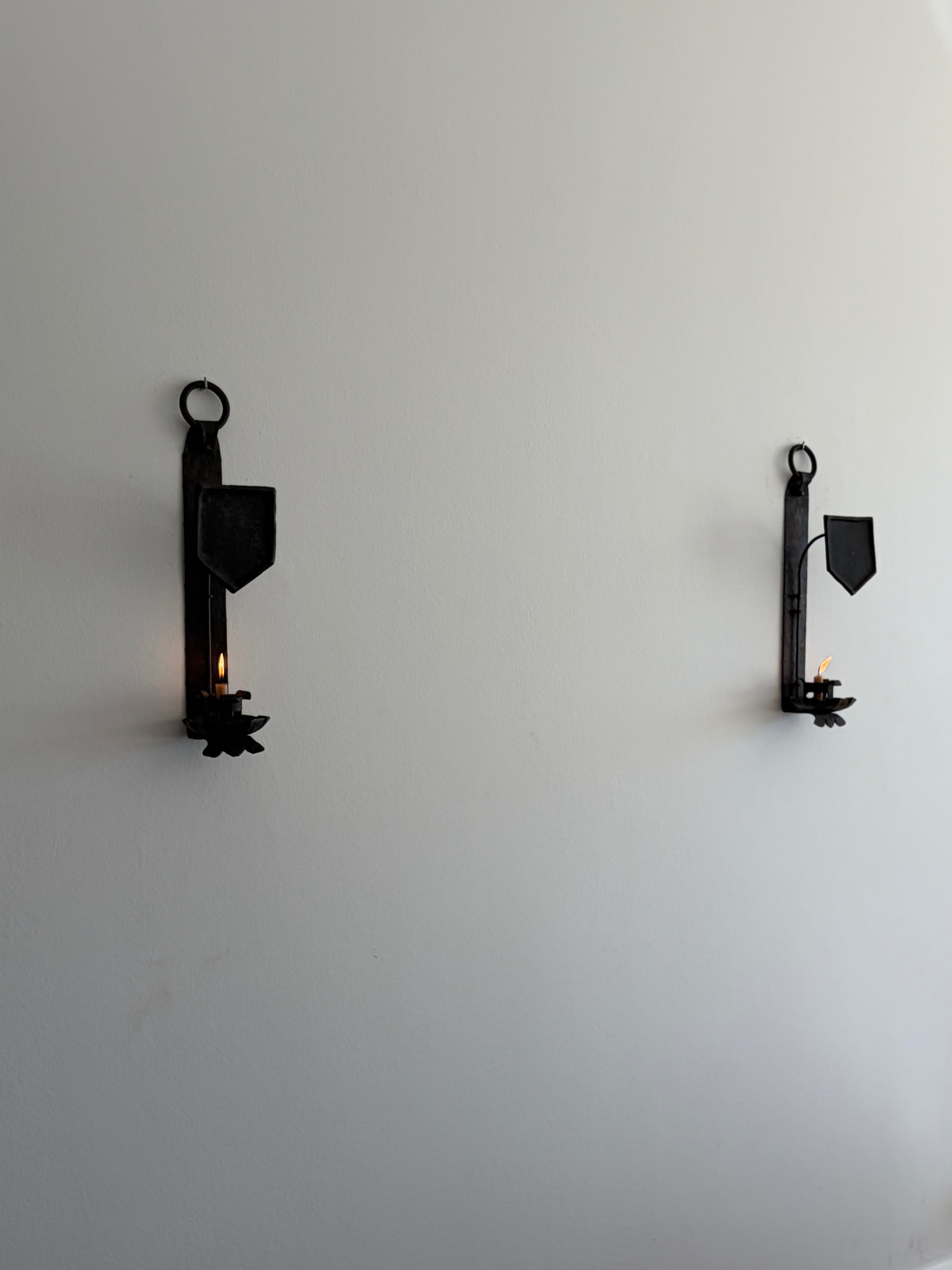 Pair of Hand-Forged Wall Candleholders, Trás-os-Montes, Portugal, c. 1900–1910 — detail view