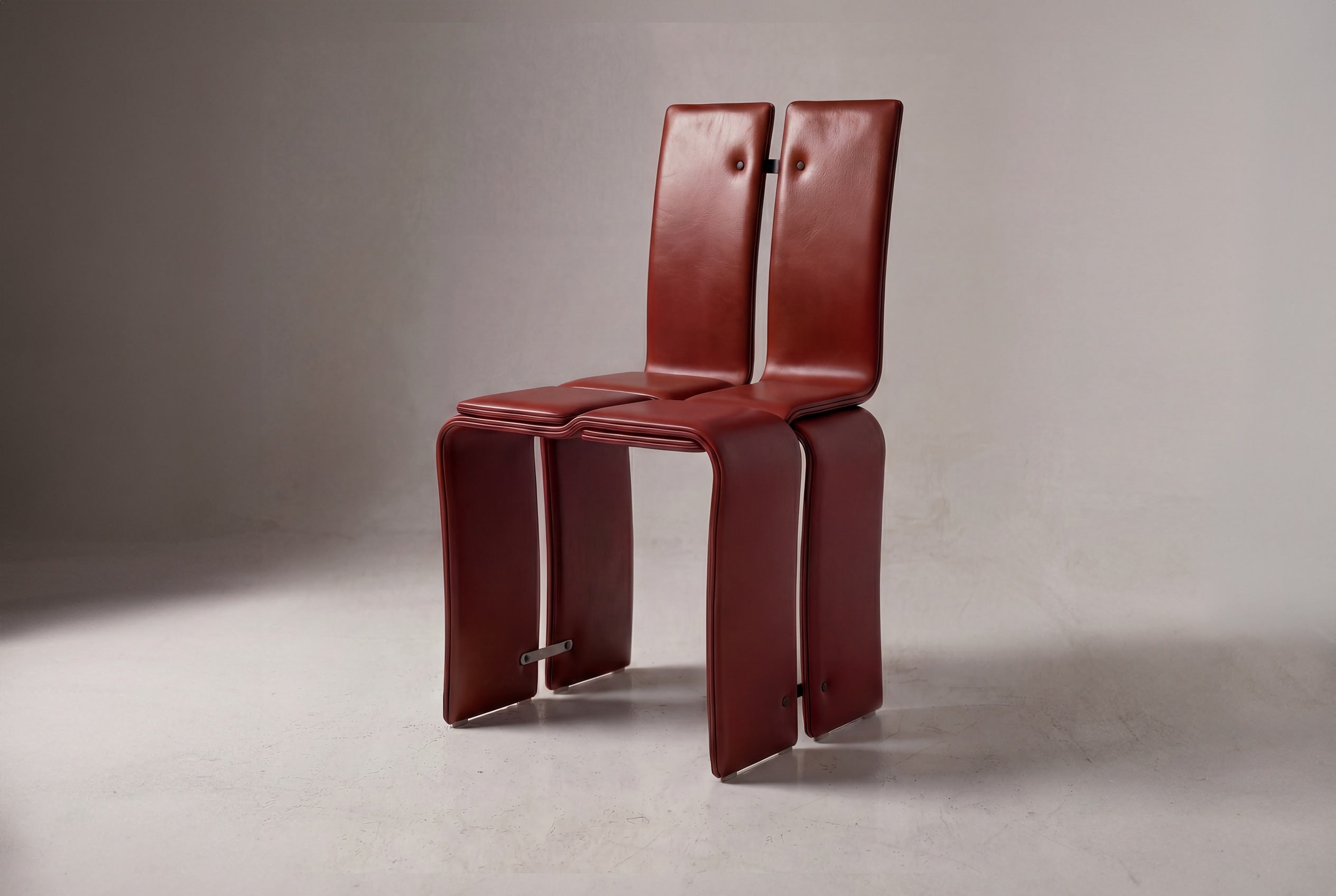 Weaving Chair - Leather — front view highlighting rich brown leather texture