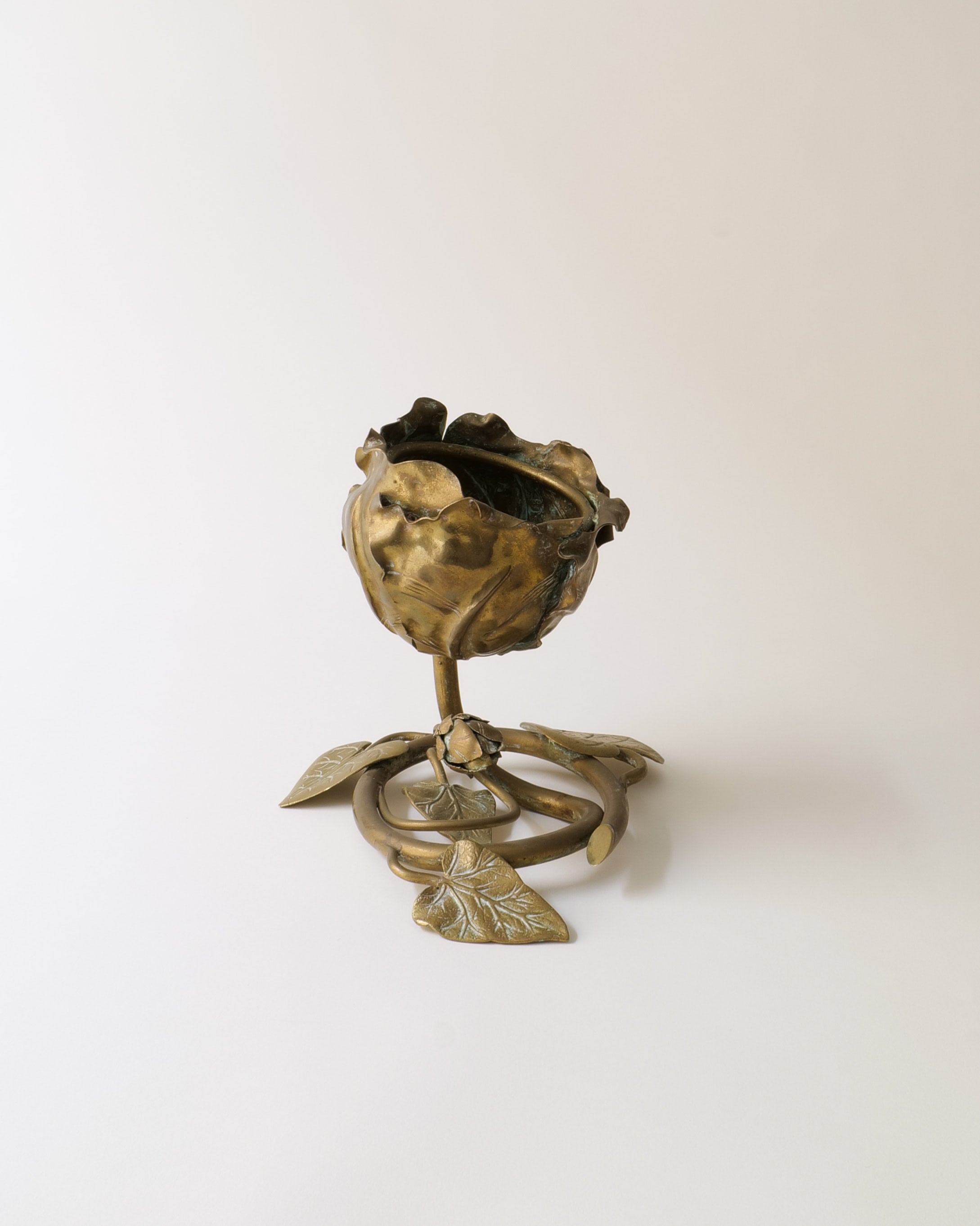 Brass Rose Vide-Poche C1900 — side angle