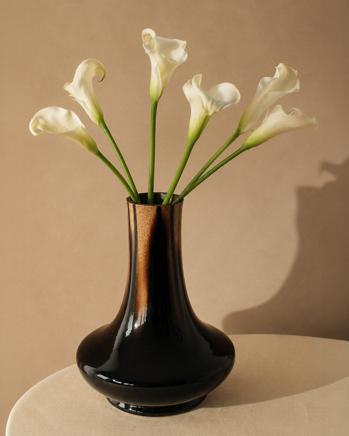 Black Glazed Porcelain Vase — detail view