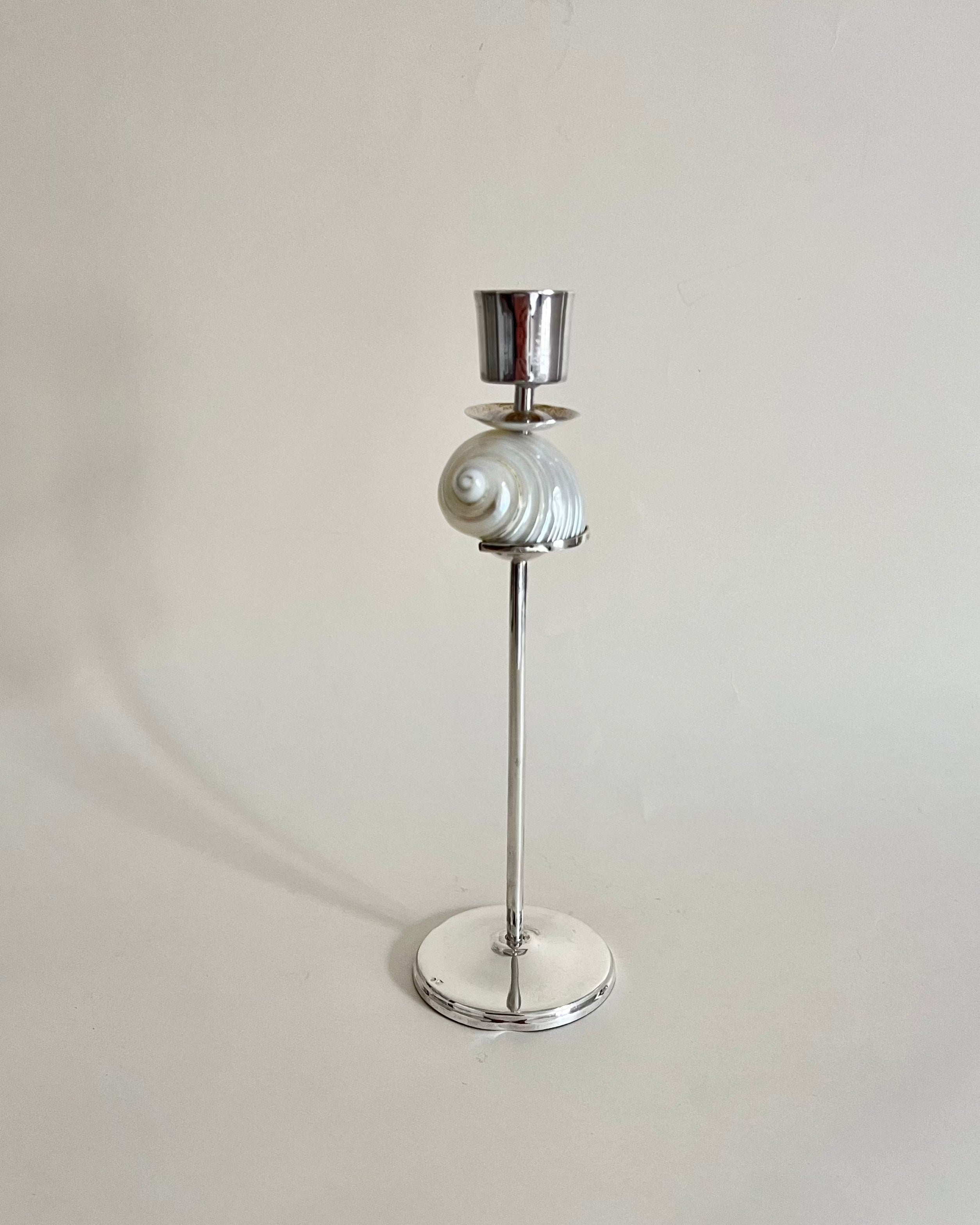 Silver Spiral Candleholder by Tavares 1922 | The Oblist — silver metal and shell design