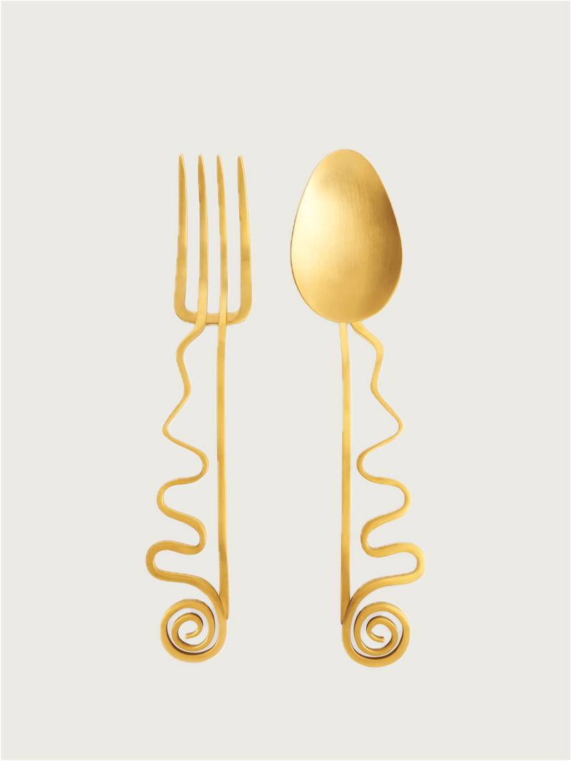 Spirale Serving Set of 2 by Lobjet | The Oblist — gold stainless steel