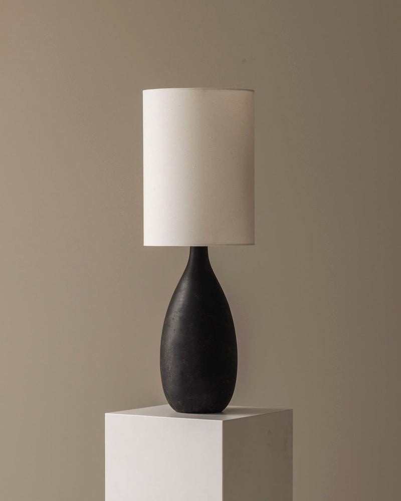 Sculptural Ceramic Table Lamp from Sweden, 1960s — close-up of dark ceramic base