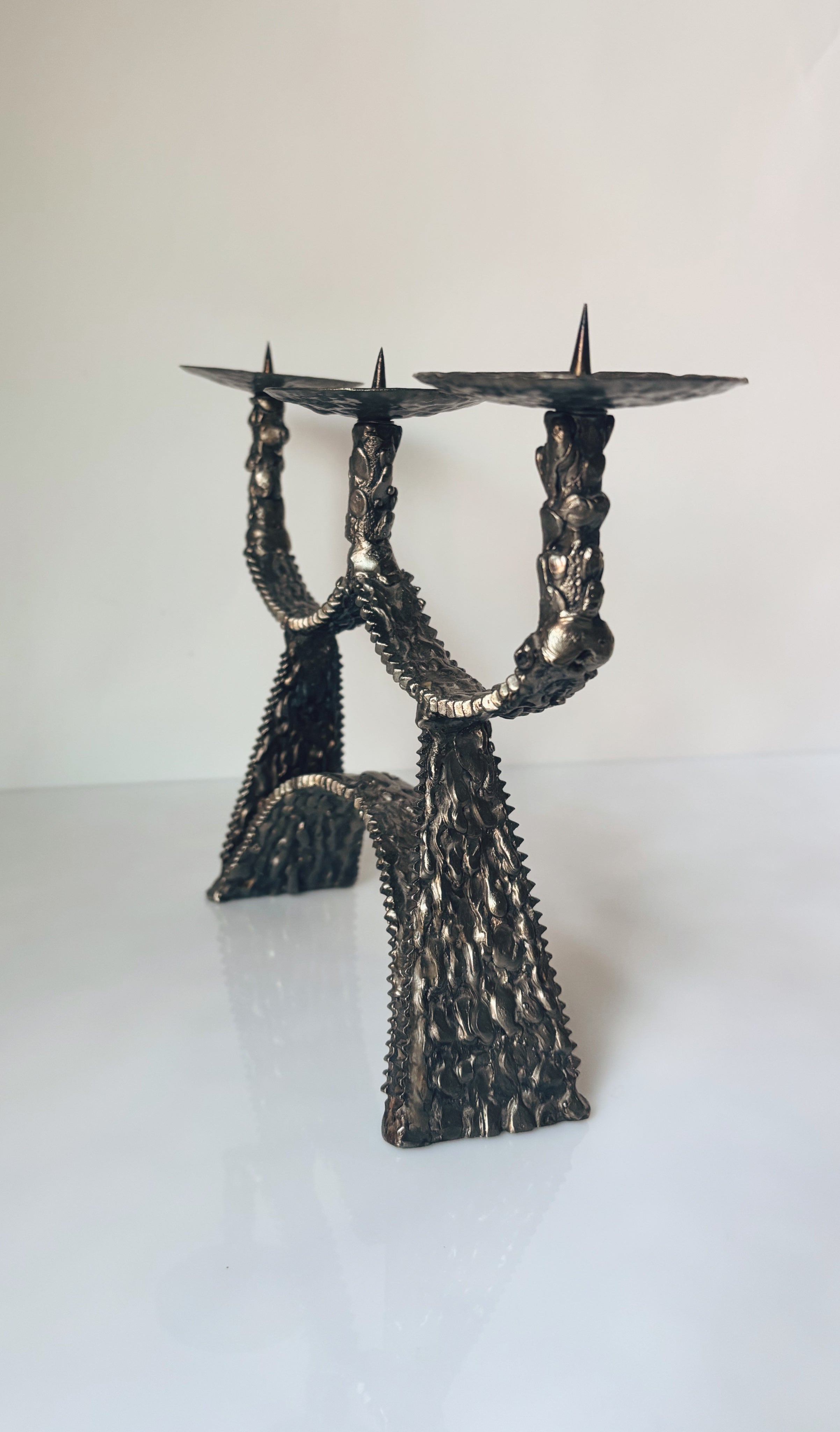 Molten Metal 3 Arm Brutalist Candlestick — alternate view
