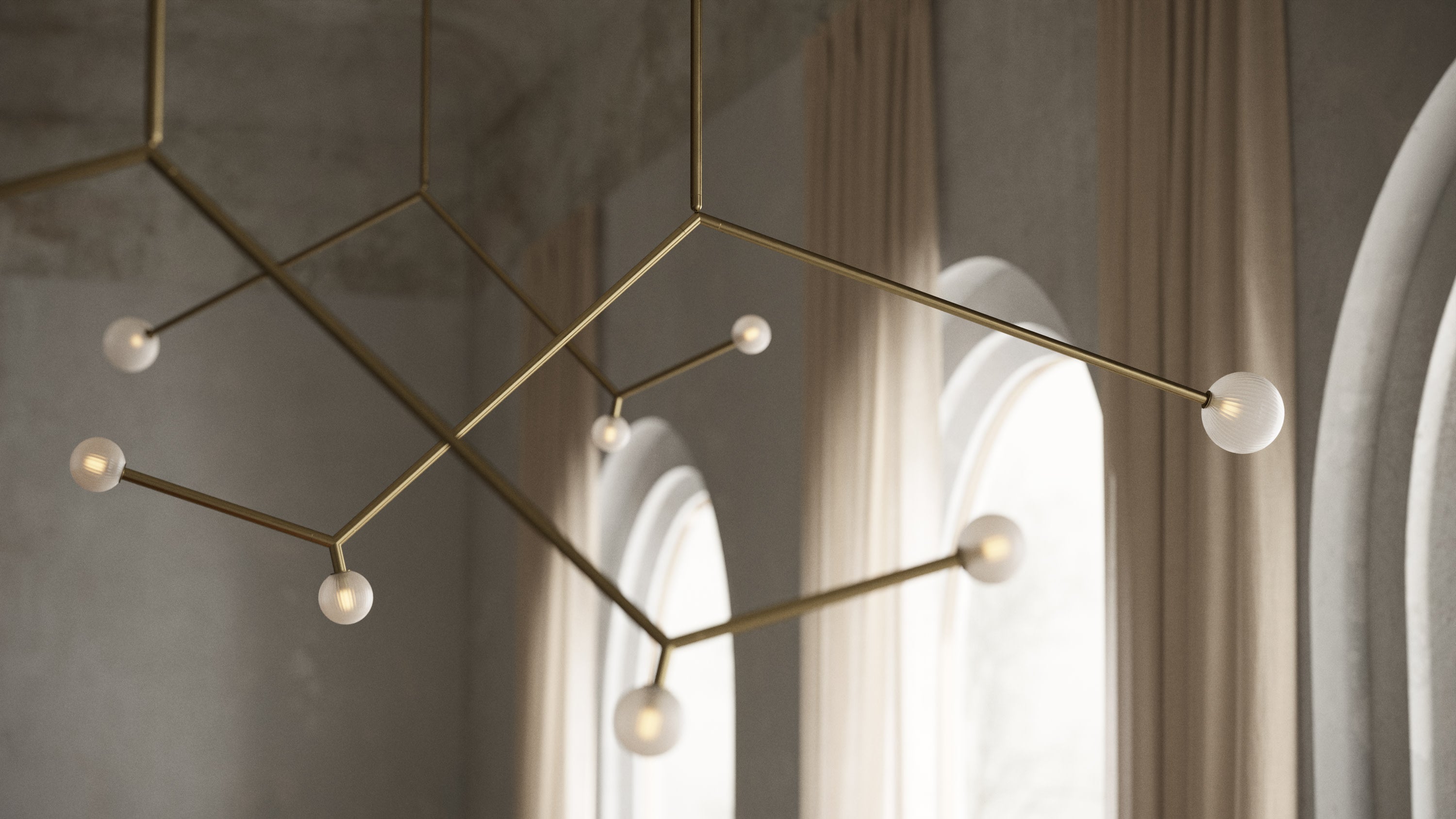 SkLO Angle 3.0 Pendant - White glass, Brushed Brass finish — alternate view