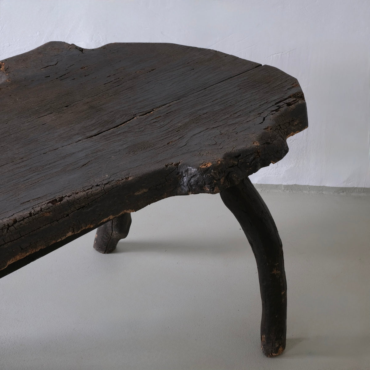 Wabi-Sabi Rustic Dark Wood Side Table | Belgium | Vintage — view 9