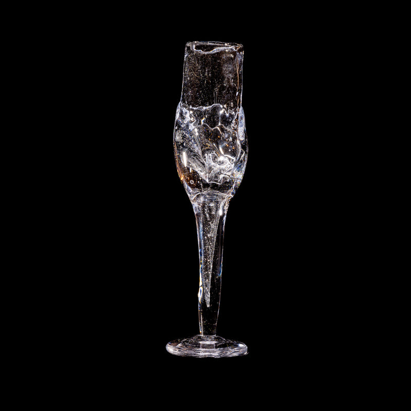 Hand-blown Goblet — close-up of clear glass with textured surface
