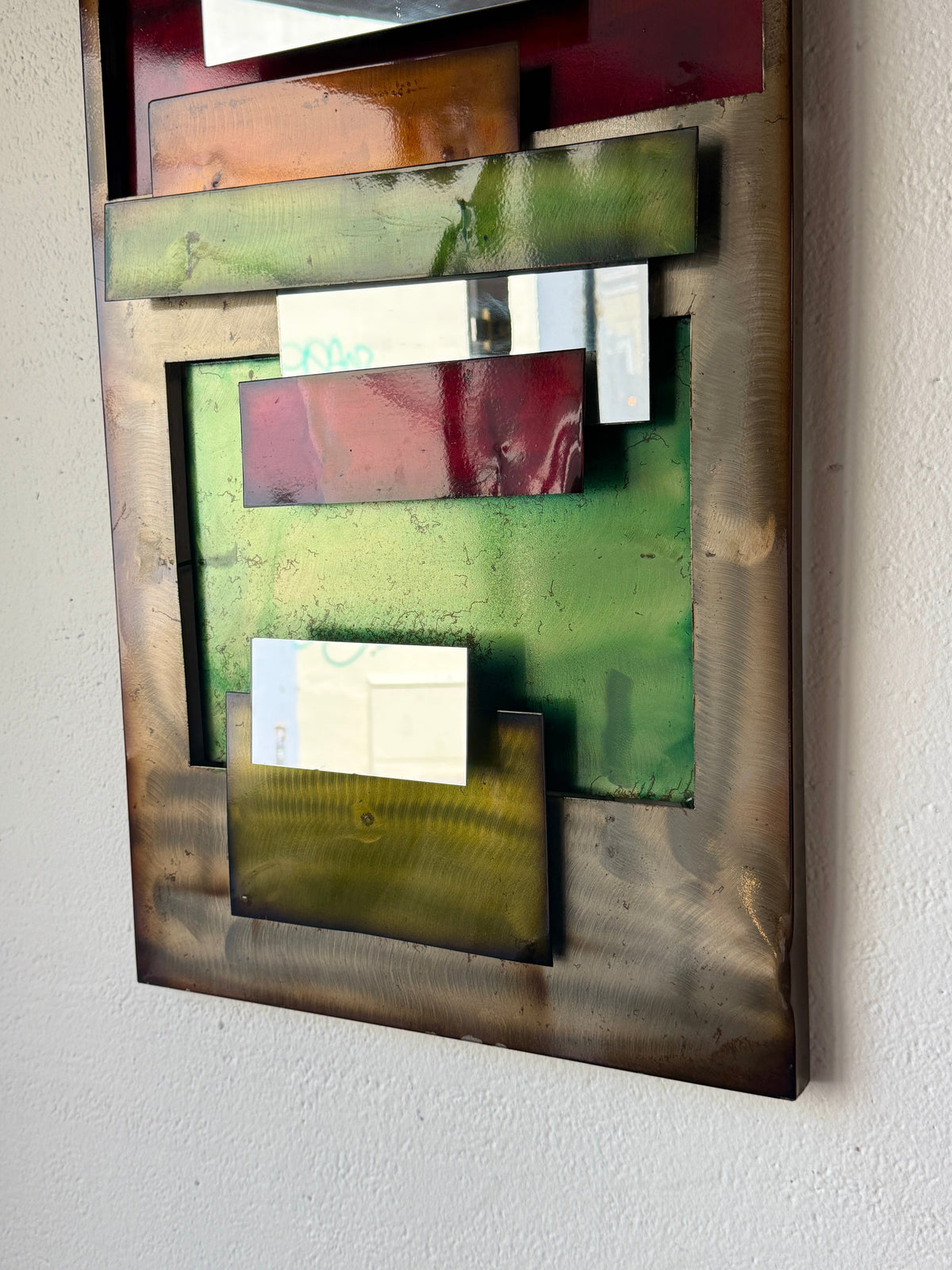 Large Polychrome Metal Mirror — 1970s — additional view