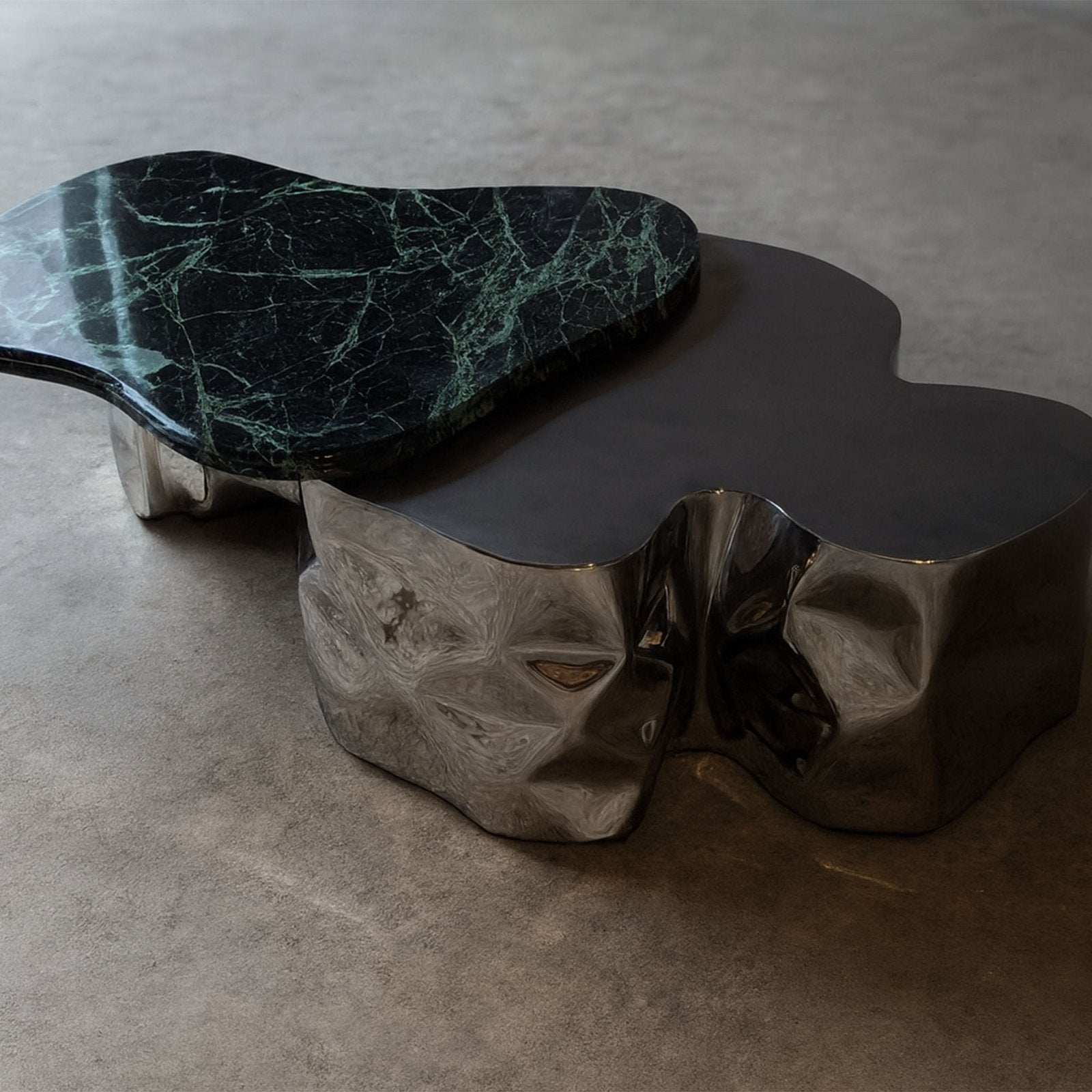 Steel and Stone Coffee Table - Colgada Series by Nitush Aroosh — lifestyle setting