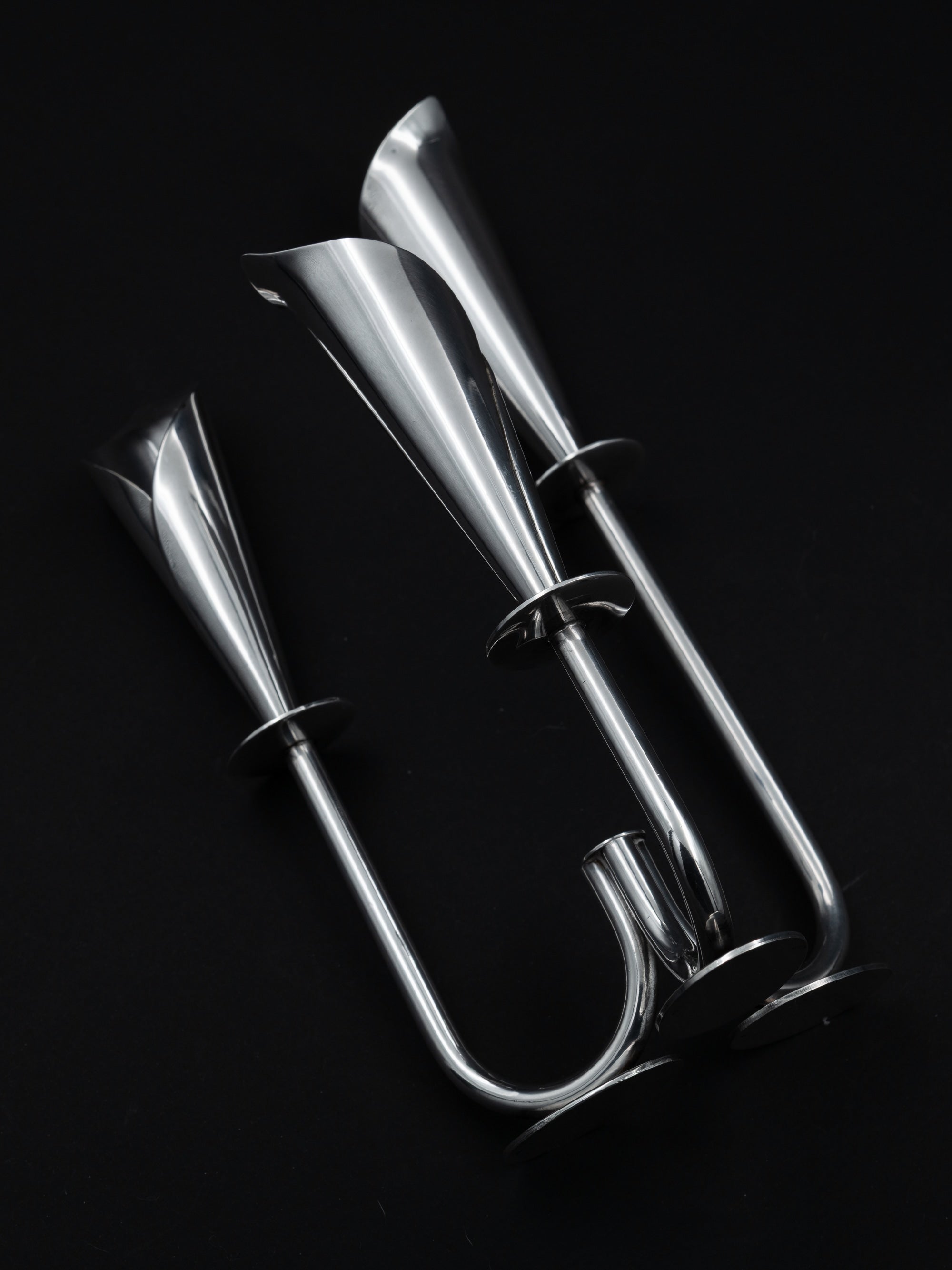 Calla Lily Candle Holder, Denmark, c. 1960s — angled view on black background