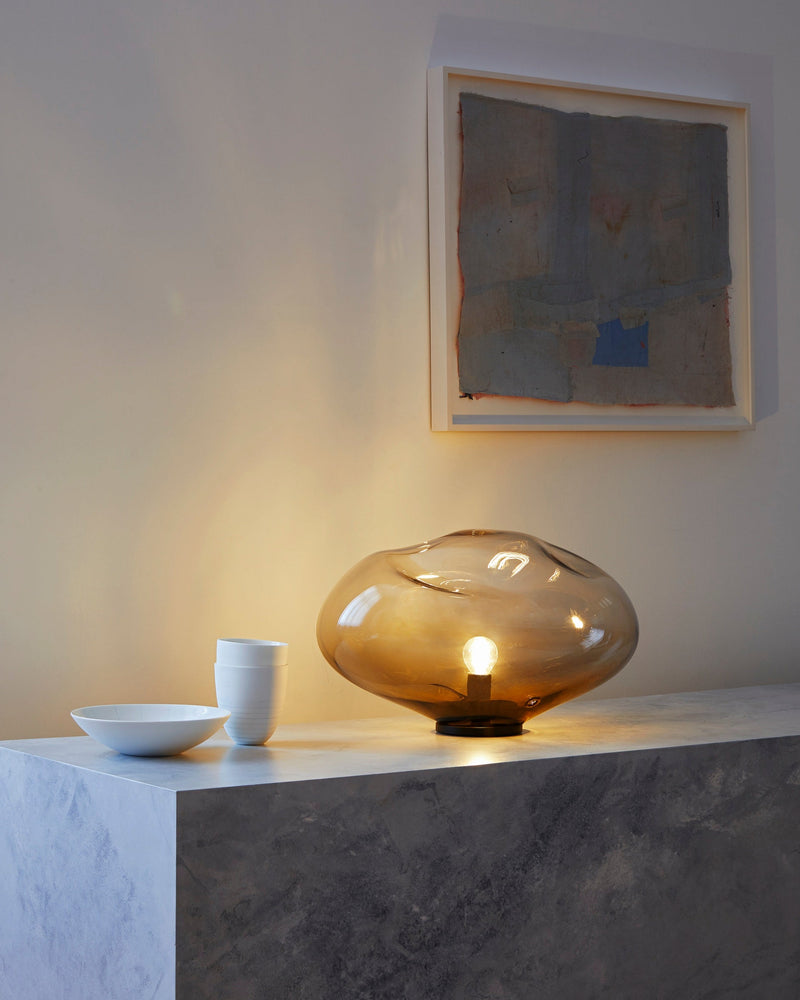 HAUMEA AMORPH table lamp - size S (L: 26cm) by ELOA - Unique Lights | The Oblist — amber glass, modern design