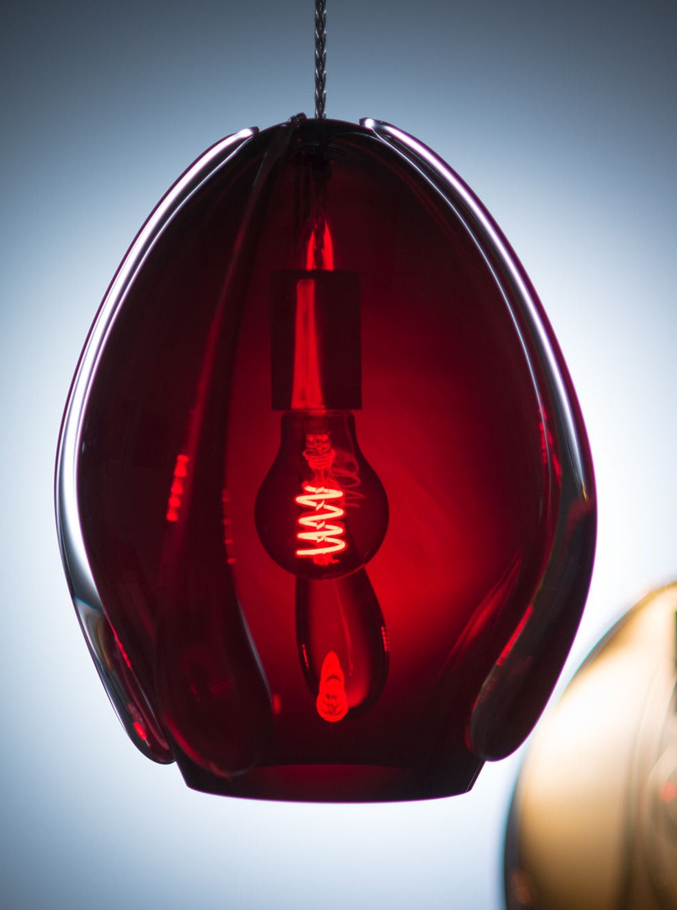 Blown Glass Pendant - Ruby Dark — side angle