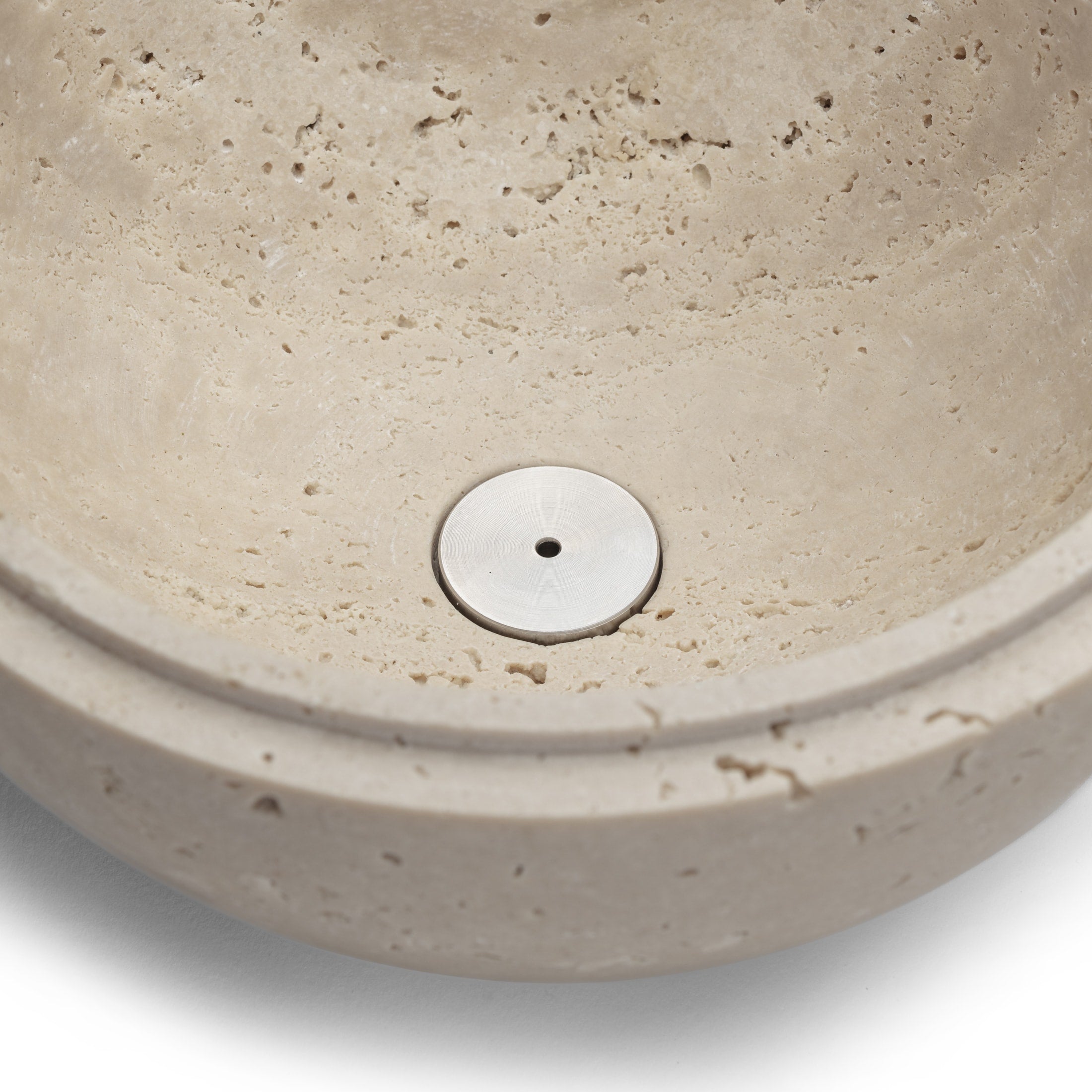 Incense Holder in Travertine Stone — close-up