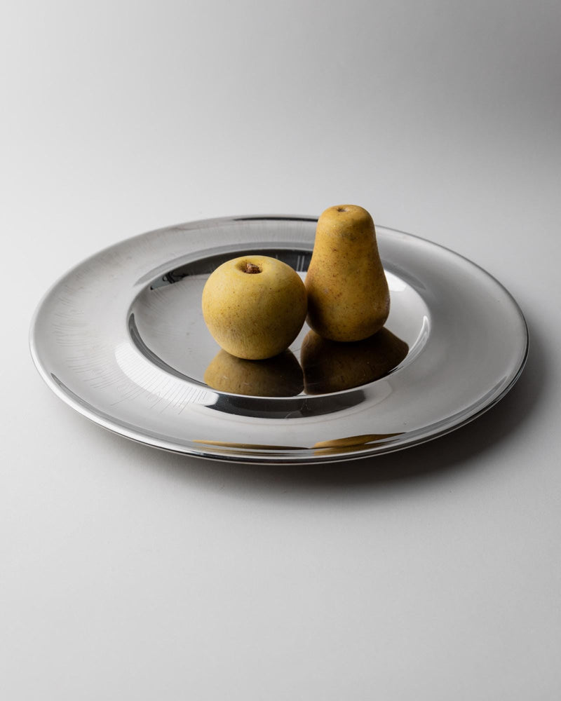 1980s Stainless Steel Plate by Bottega Jacobs | The Oblist — polished silver finish, modern design