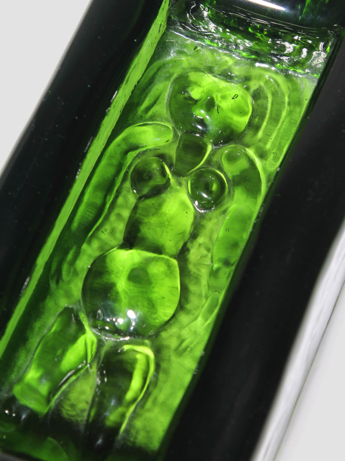 Erik Höglund Nude Female Relief Art Glass Bowl — close-up of green glass detail