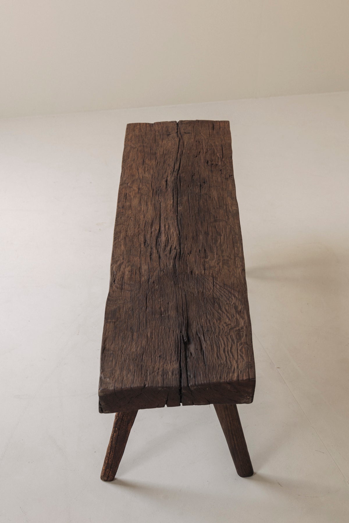 Primitive Rustic Bench in Oak, France, Early 20th Century — alternate view