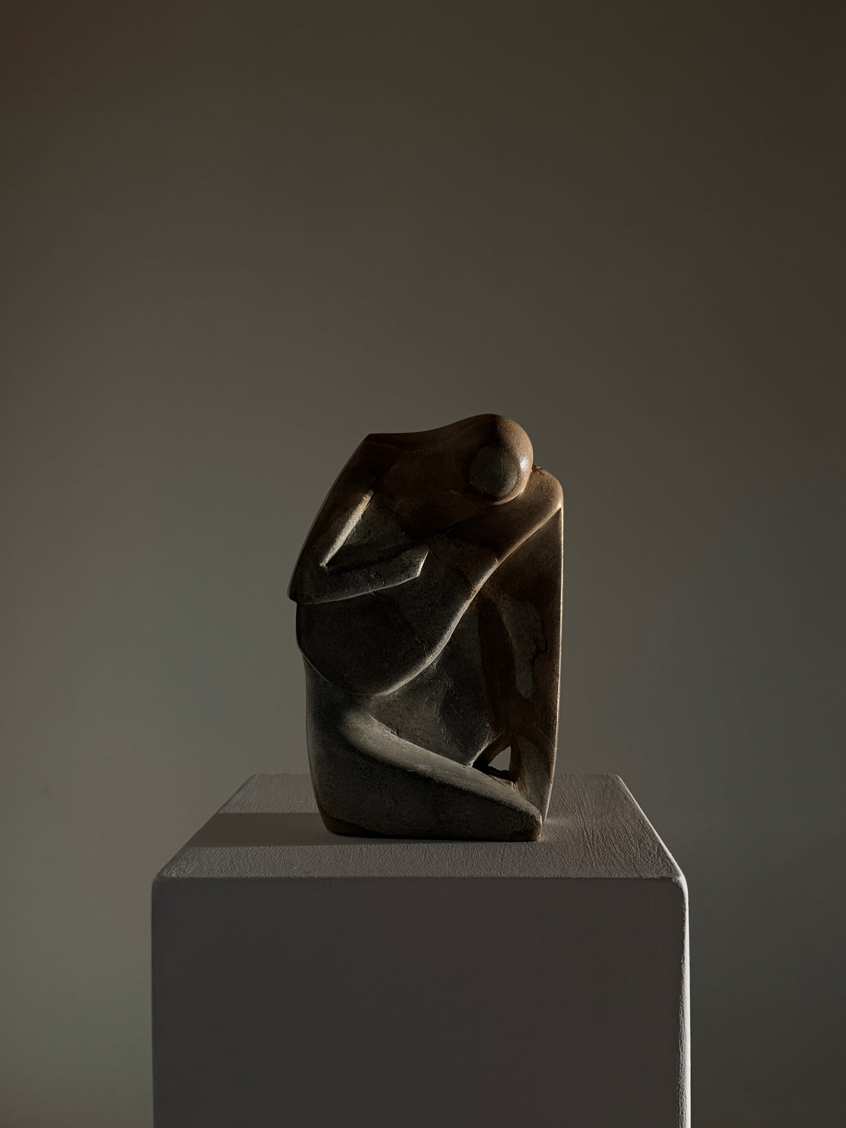 "The Mandolin Player" abstract stone sculpture, France, 1950s.  — side angle