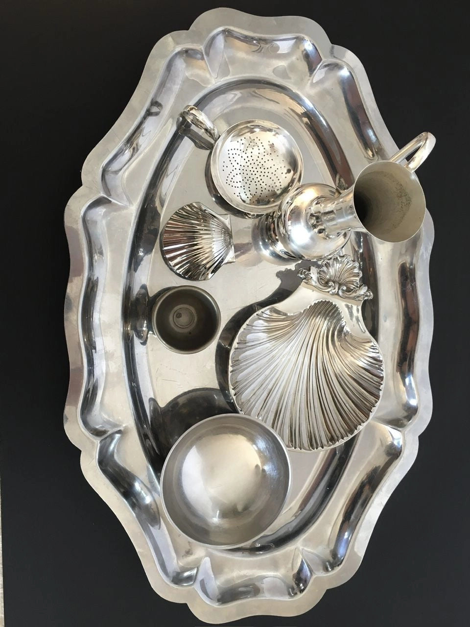 Edwardian Sterling Silver Plated Shell Pill Box — lifestyle setting