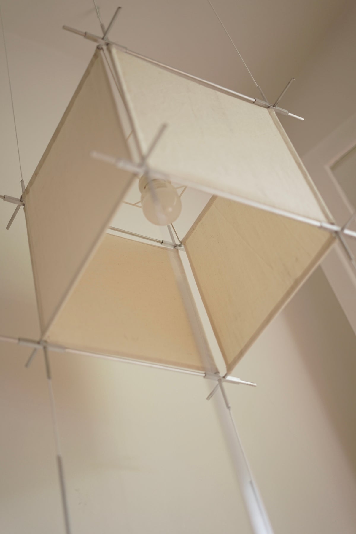 Suspended Pendant Light in Aluminium and Cotton — lifestyle setting