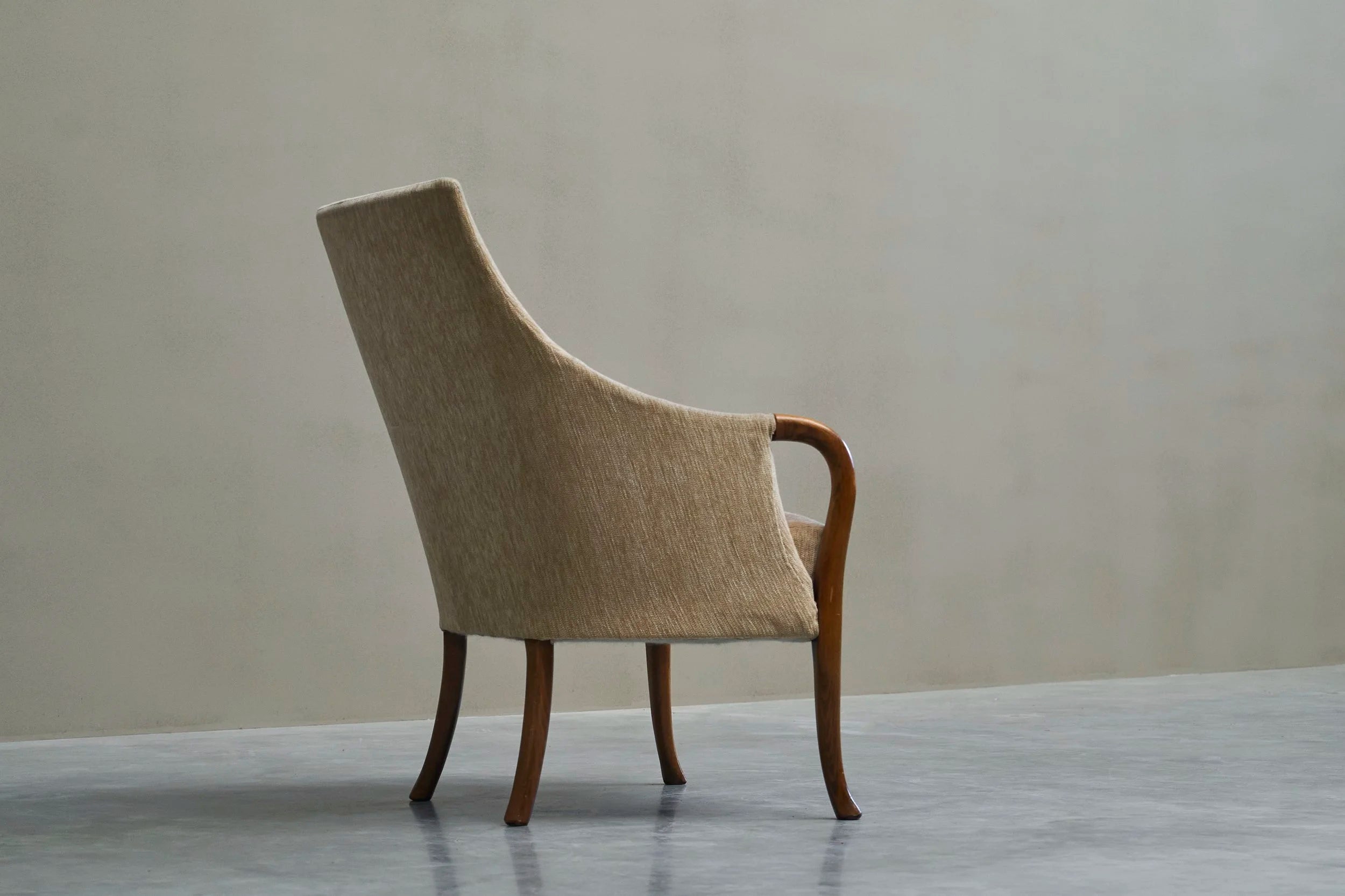Very Elegant Mid-Century Armchair in Wool and Beech Europe 1950s — in context