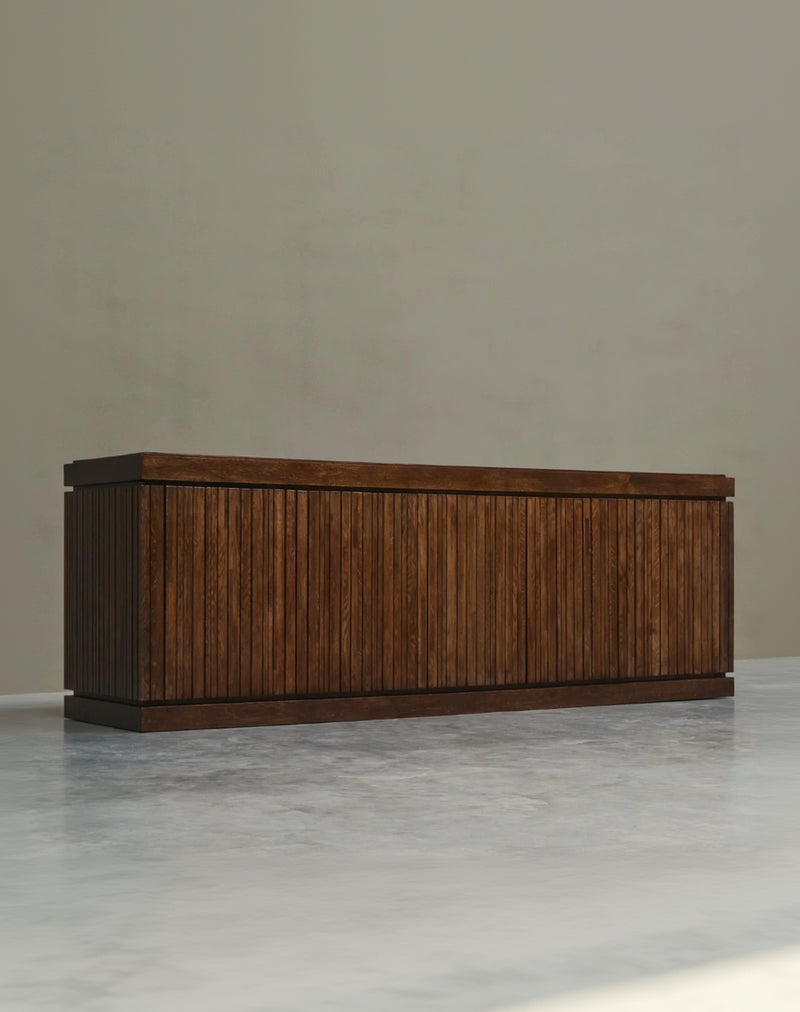 Exceptional and Unique Freestanding Sideboard in Solid Oak, Belgium, 1970s by ORNAMENTUM | The Oblist