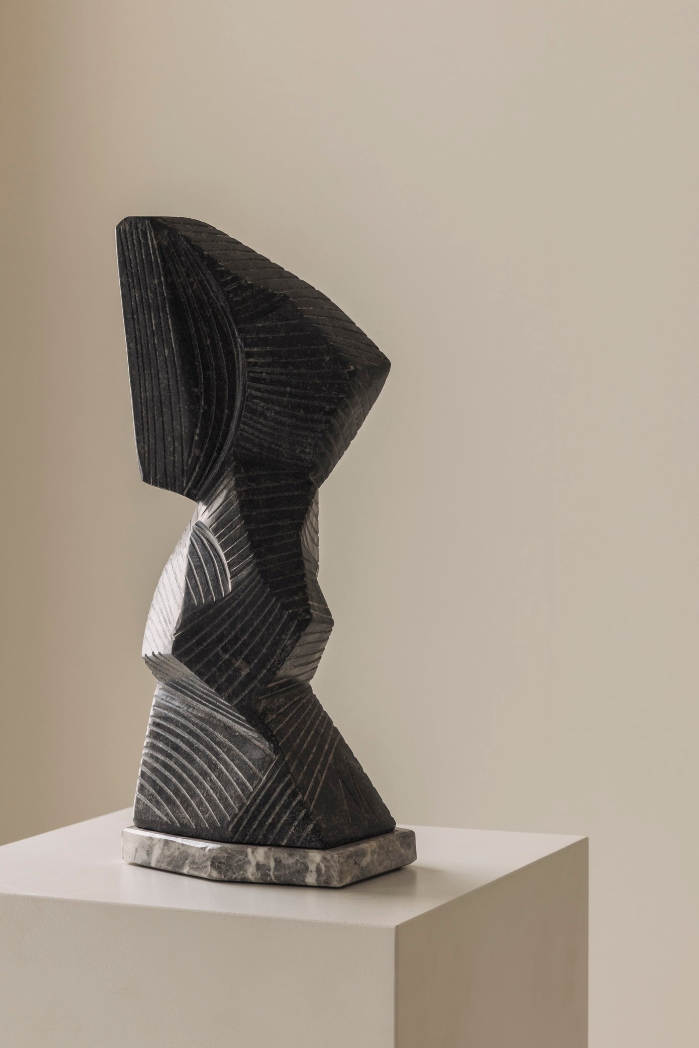 Abstract sculpture Carved from natural stone by Marc Verdoodt, Belgium 1980s. — alternate view