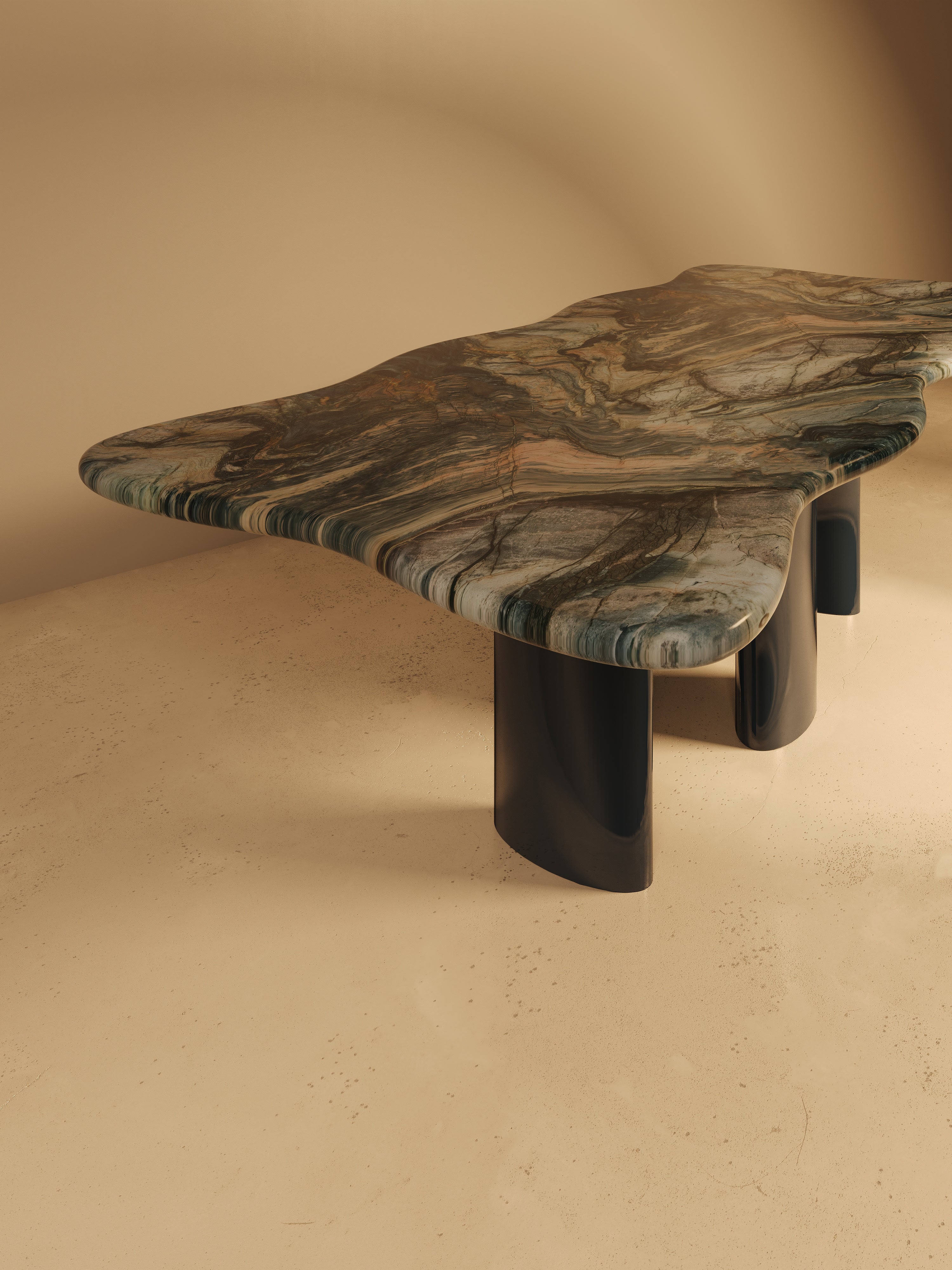 MOJÉ Blue Edition – Glossy Lacquered Base, Quartzite Blue Blend Top — close-up