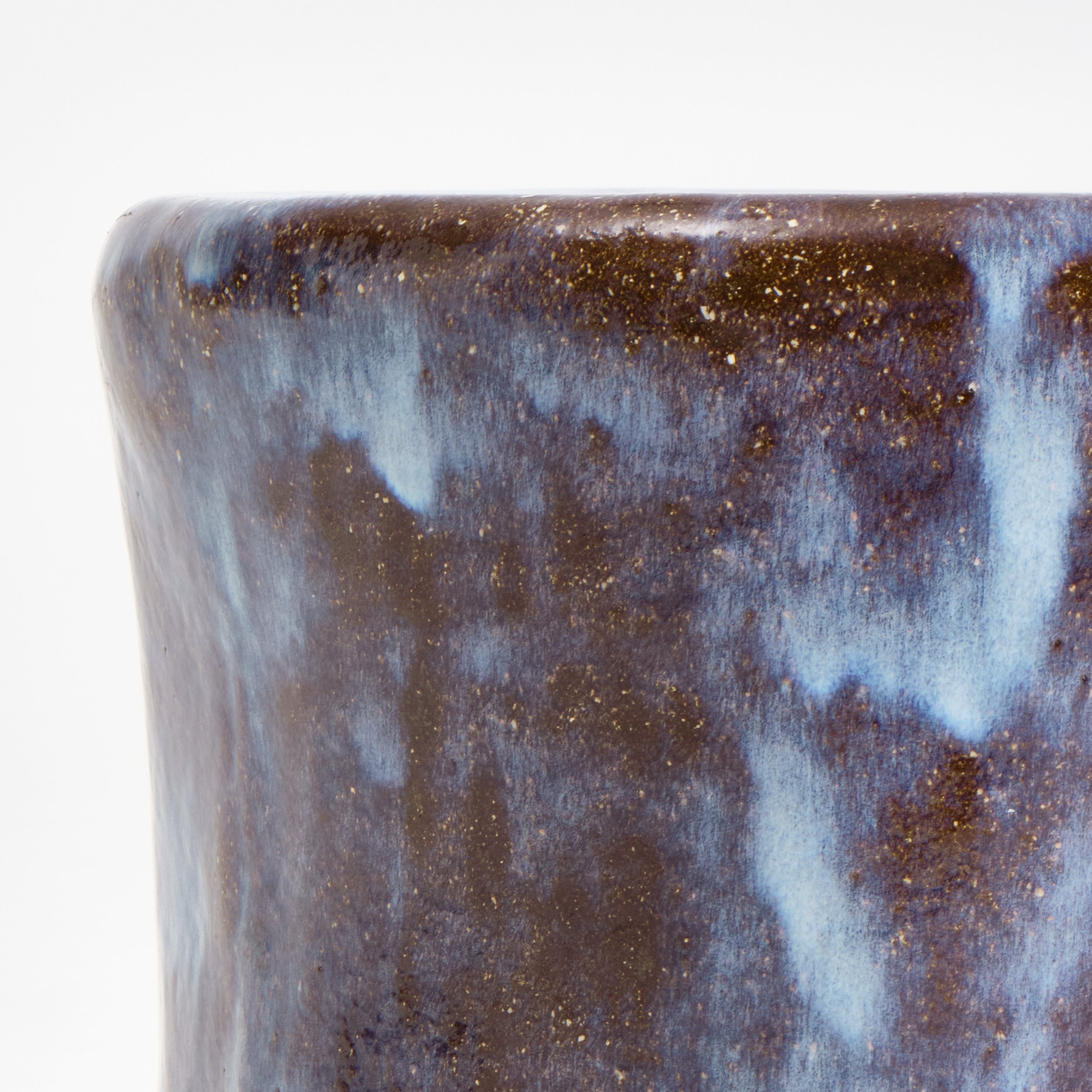 Small Ceramic Side Table — top view showing glossy blue glaze