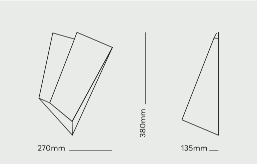 Katoptris Gold Wall Light — technical drawing showing dimensions and angles