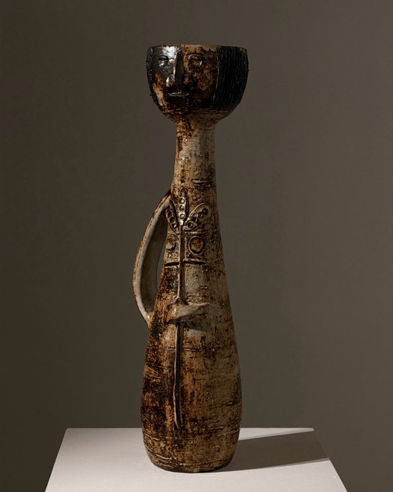 Monumental anthropomorphic pitcher by Jacques Pouchain | The Oblist — ceramic, earthy tones