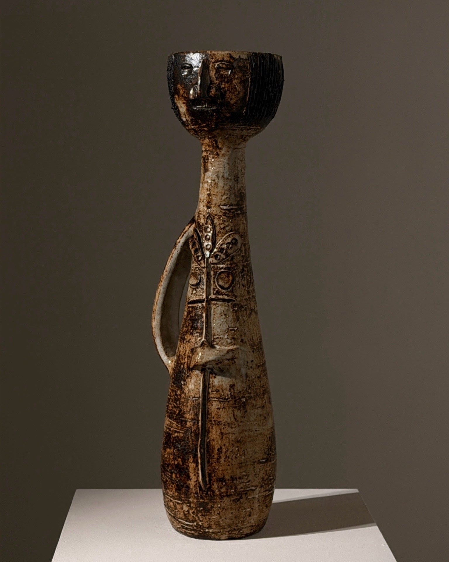Monumental anthropomorphic pitcher by Jacques Pouchain | The Oblist — ceramic, earthy tones