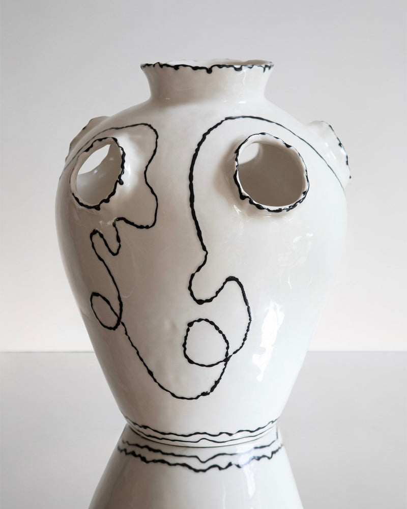Large Wish Vase by House of Quentin Jones | The Oblist — white ceramic with black line art