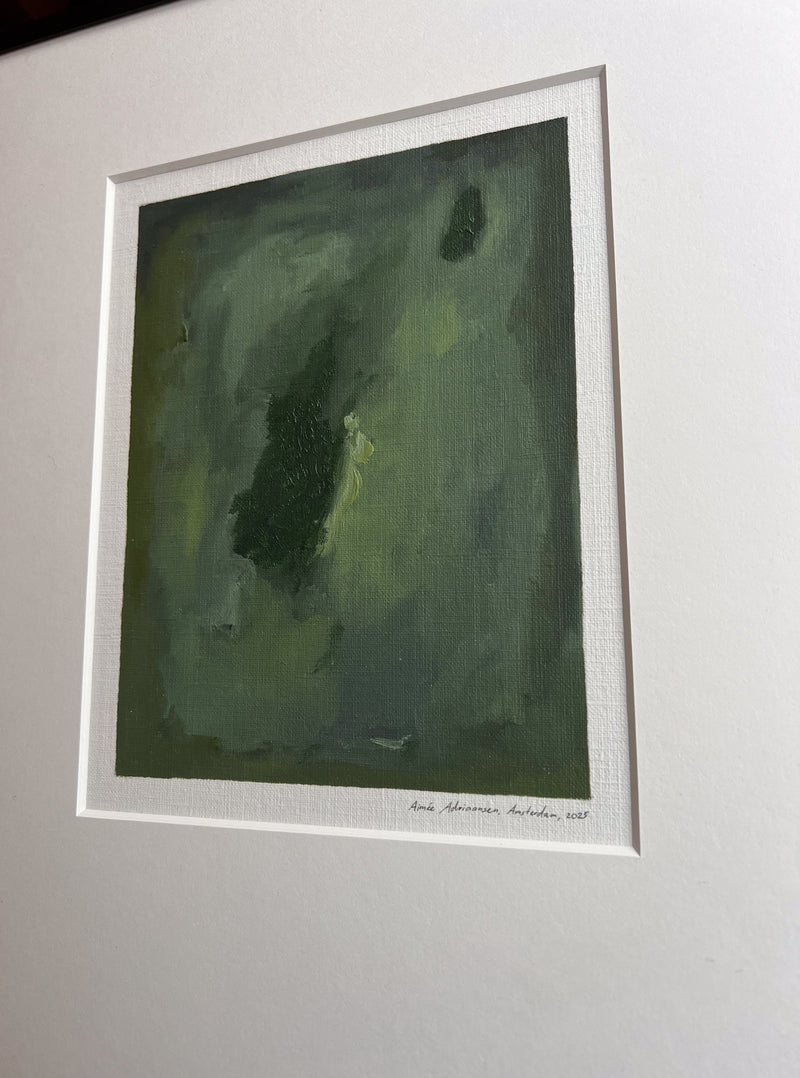 Oil painting on paper - 8 - by Aimée Adriaansen (2025) — close-up of green textured surface
