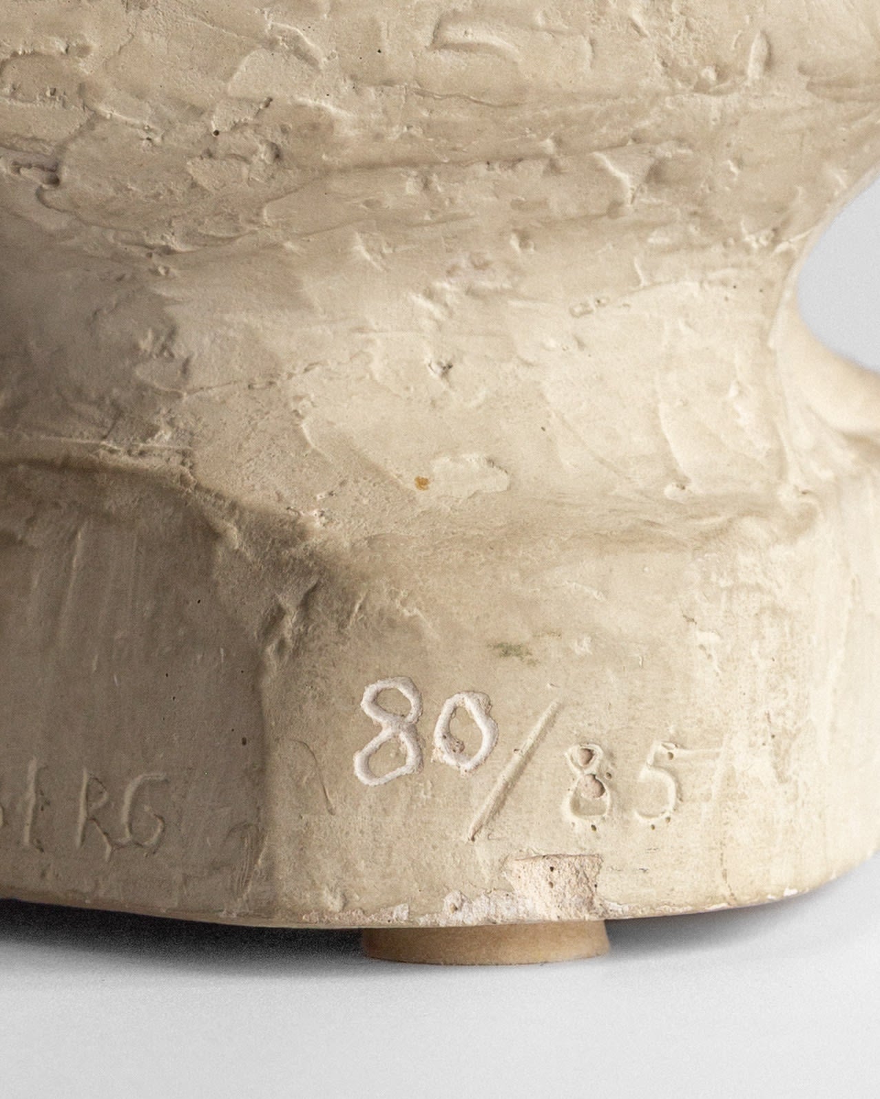 Mother & Child Plaster Sculpture by Stig Blomberg, 1950s — back view showing textured plaster surface and signature