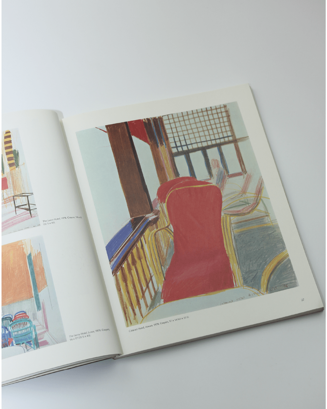 Pictures by David Hockney — side angle of colorful artwork in book