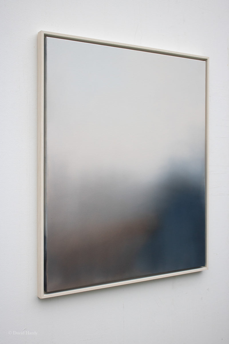 Abstract oil painting with soft blue and brown gradients by David Hardy