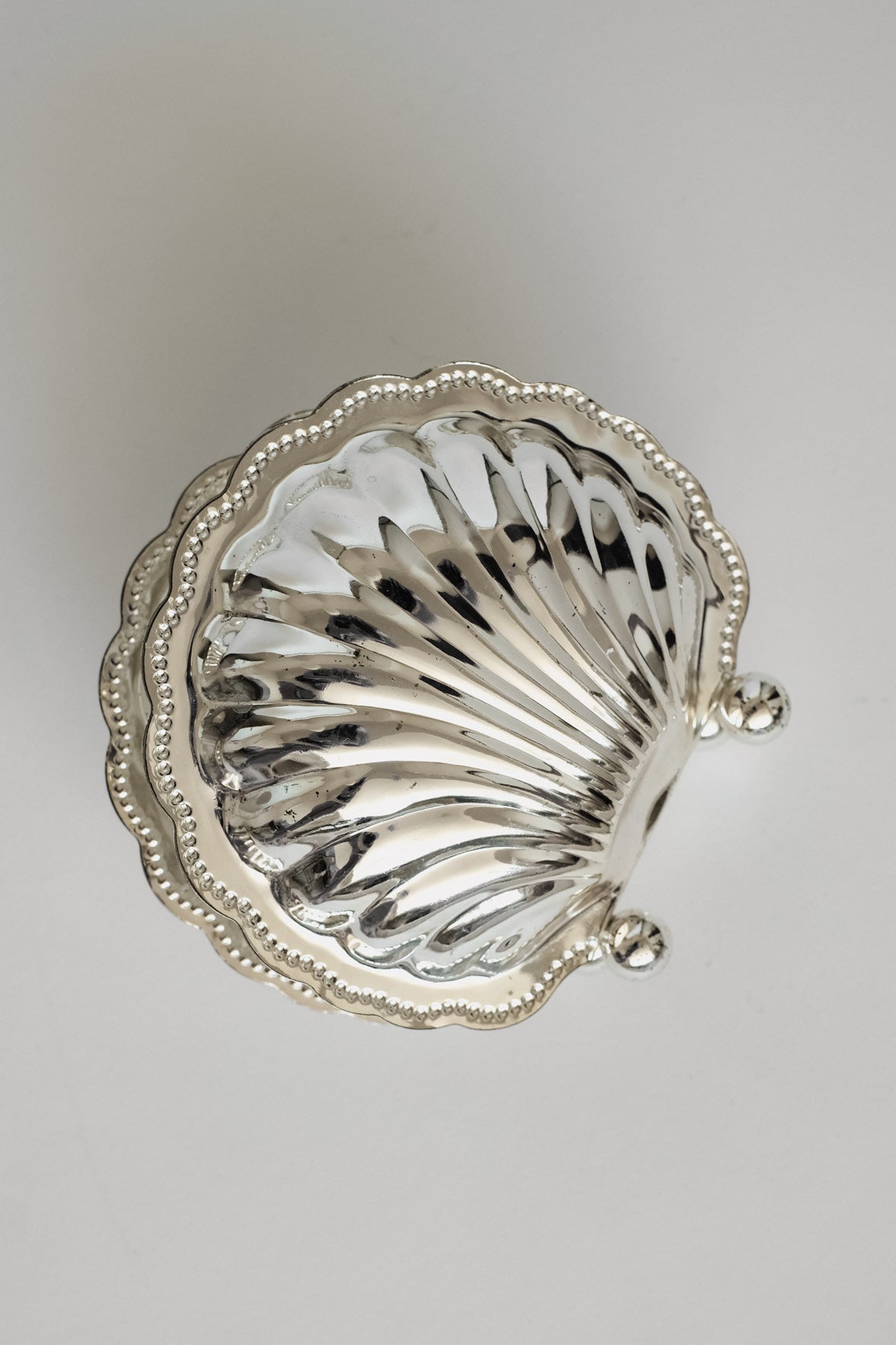Vintage Silver-Plated Shell Napkin Holder — close-up