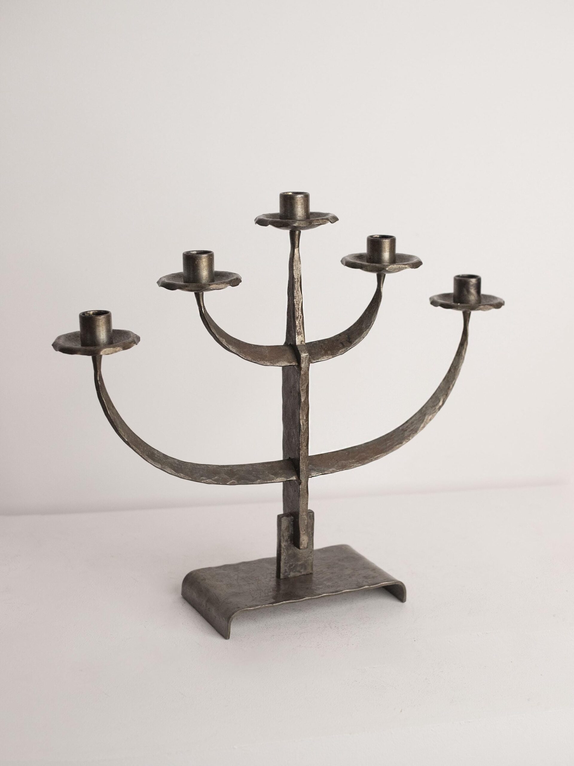 Vintage Hand-Forged Candle Holder in Metal — detail view
