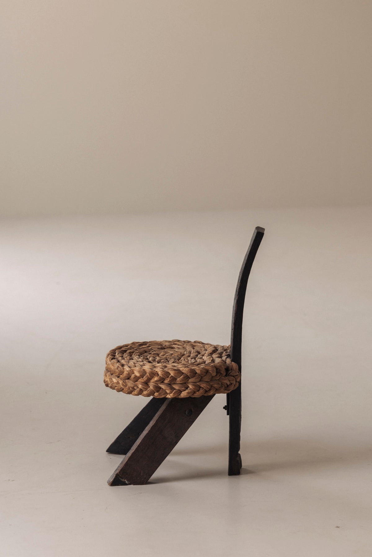 Rare Chair and Matching Stool by Adrien Audoux and Frida Minet, France 1950s — alternate view