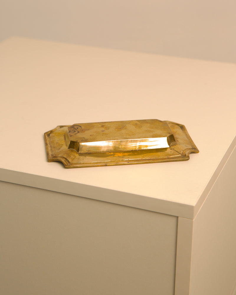 Golden amber Italian glass vide-poche with geometric edges 1960s