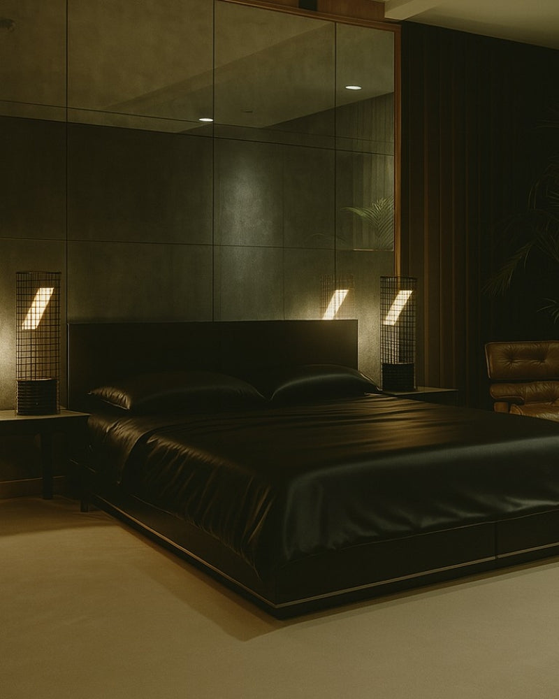 Ami Table Lamp in Steel Mesh and Glass — close-up