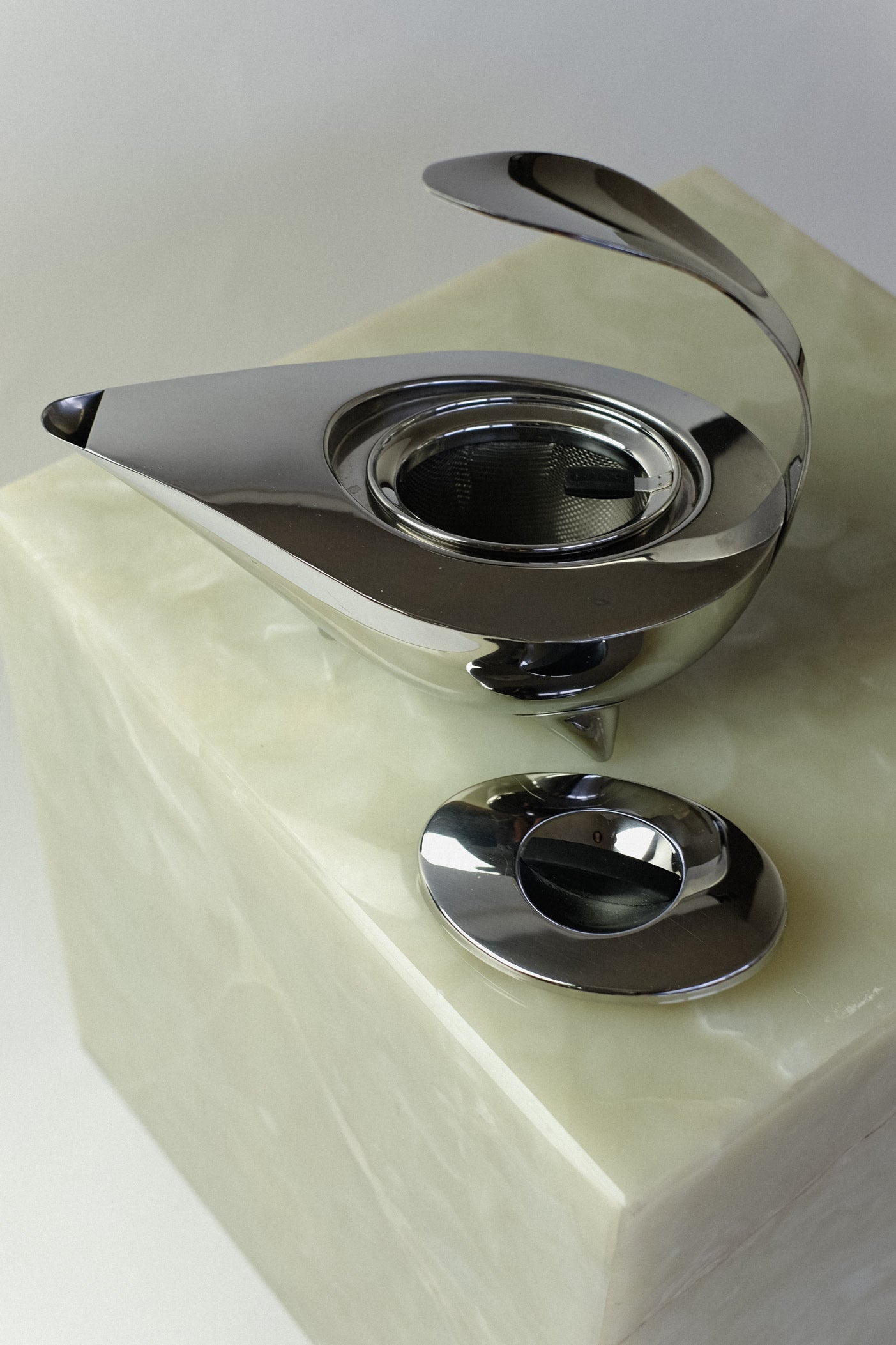 Post Modern 1980s 'Naoko' Teapot — top view on light marble surface