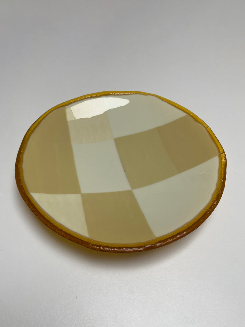 Beige Squares Glass Plate