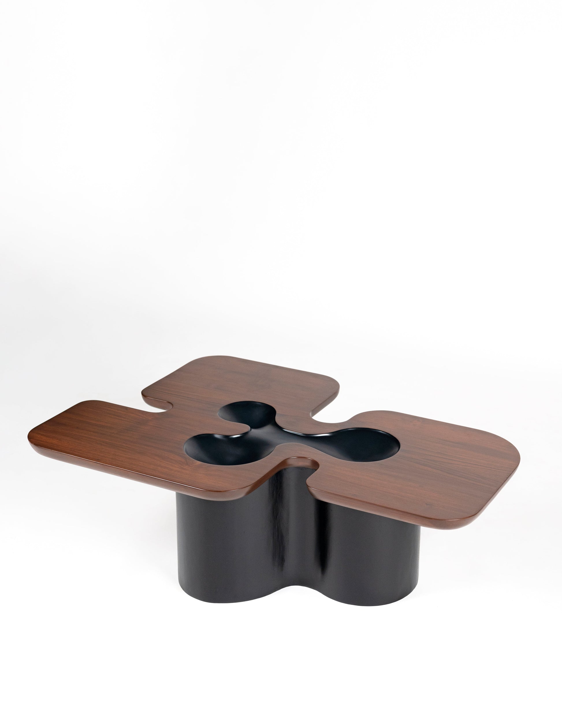 Canyon Centre Table — back view showing dark wood and black base