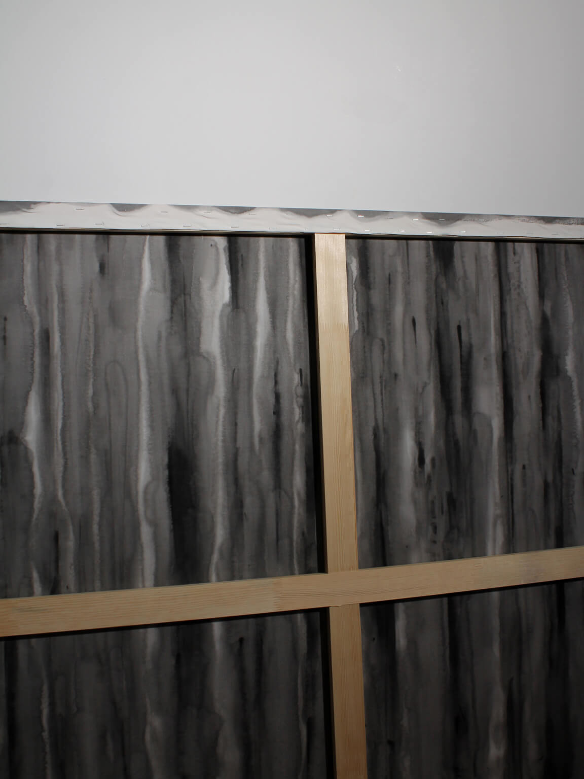 Vertical Organic Lines In Black And White By Karina Savonenko, 120x120cm — alternate view