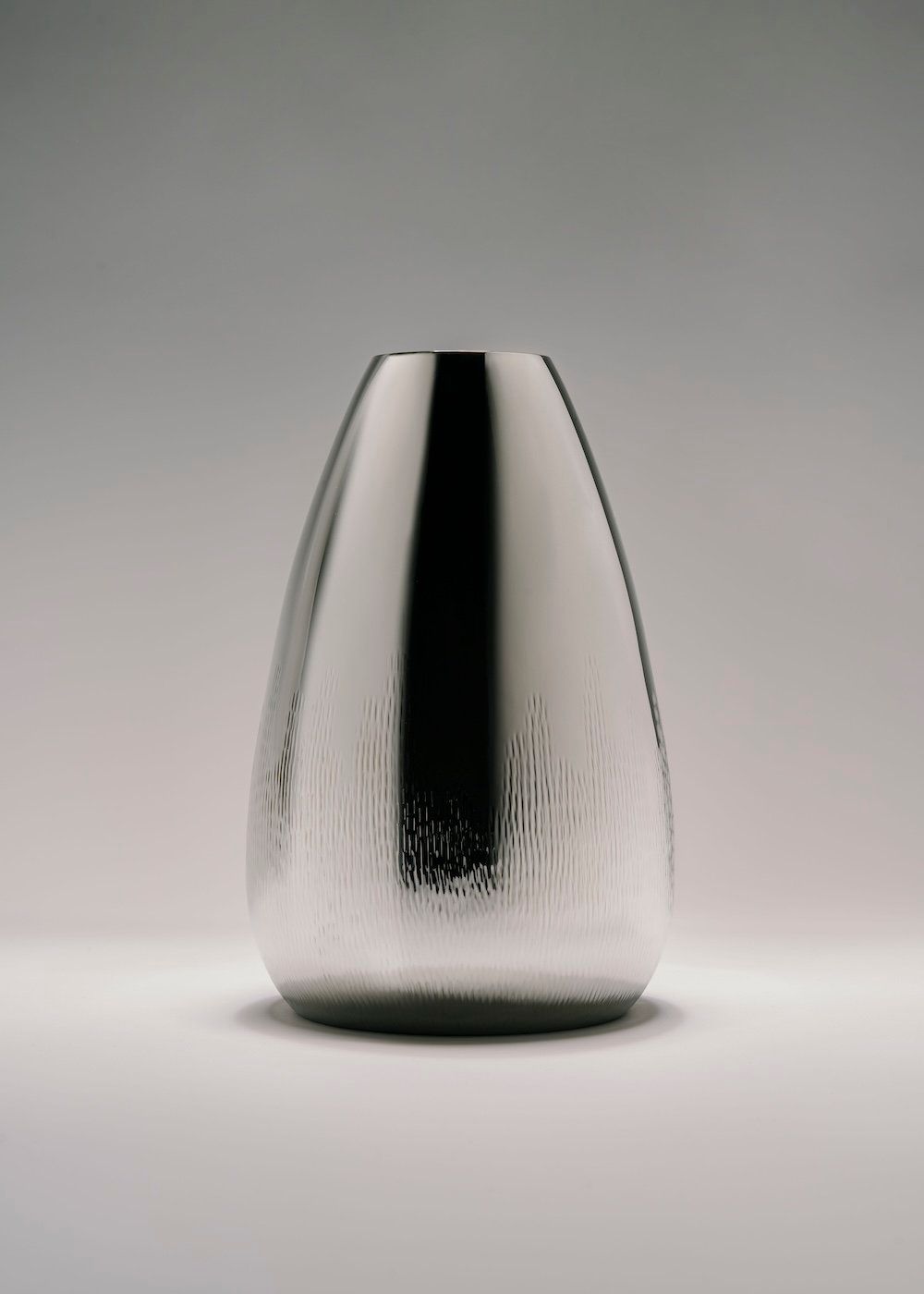 Modern Vase — close-up of reflective silver surface