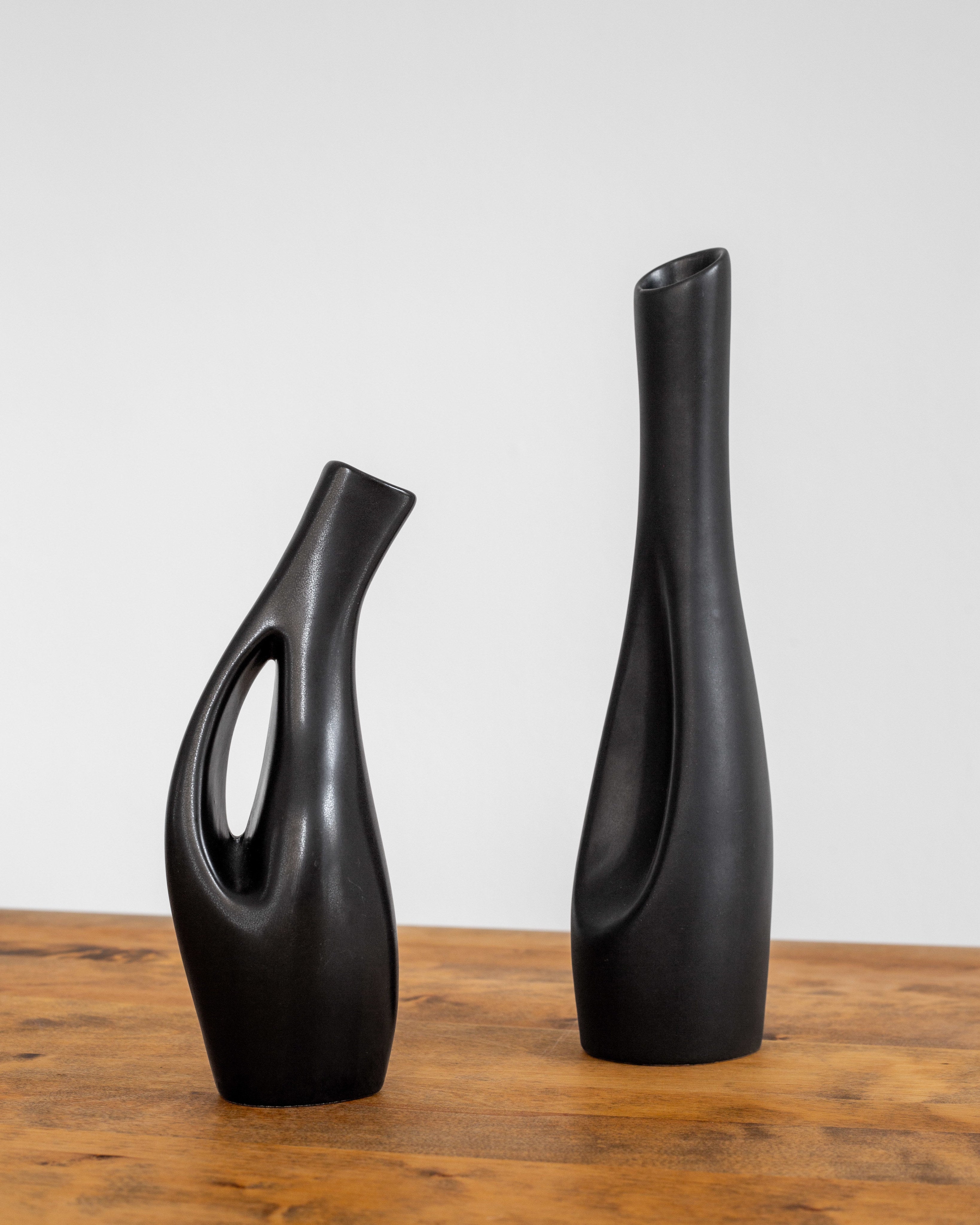 Vase Collection of Black Sculptural Vases, Swedish Mid-Centu