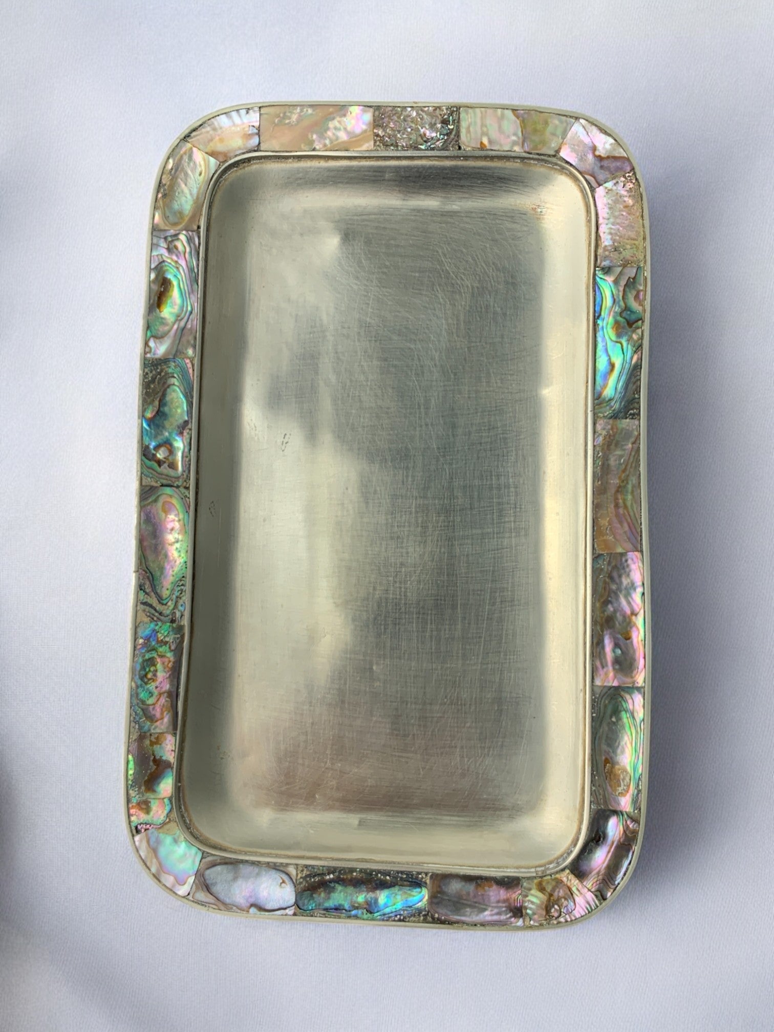 Abalone shell & alpaca tray, Mexico, Circa 1970's by Malamar Studio | The Oblist