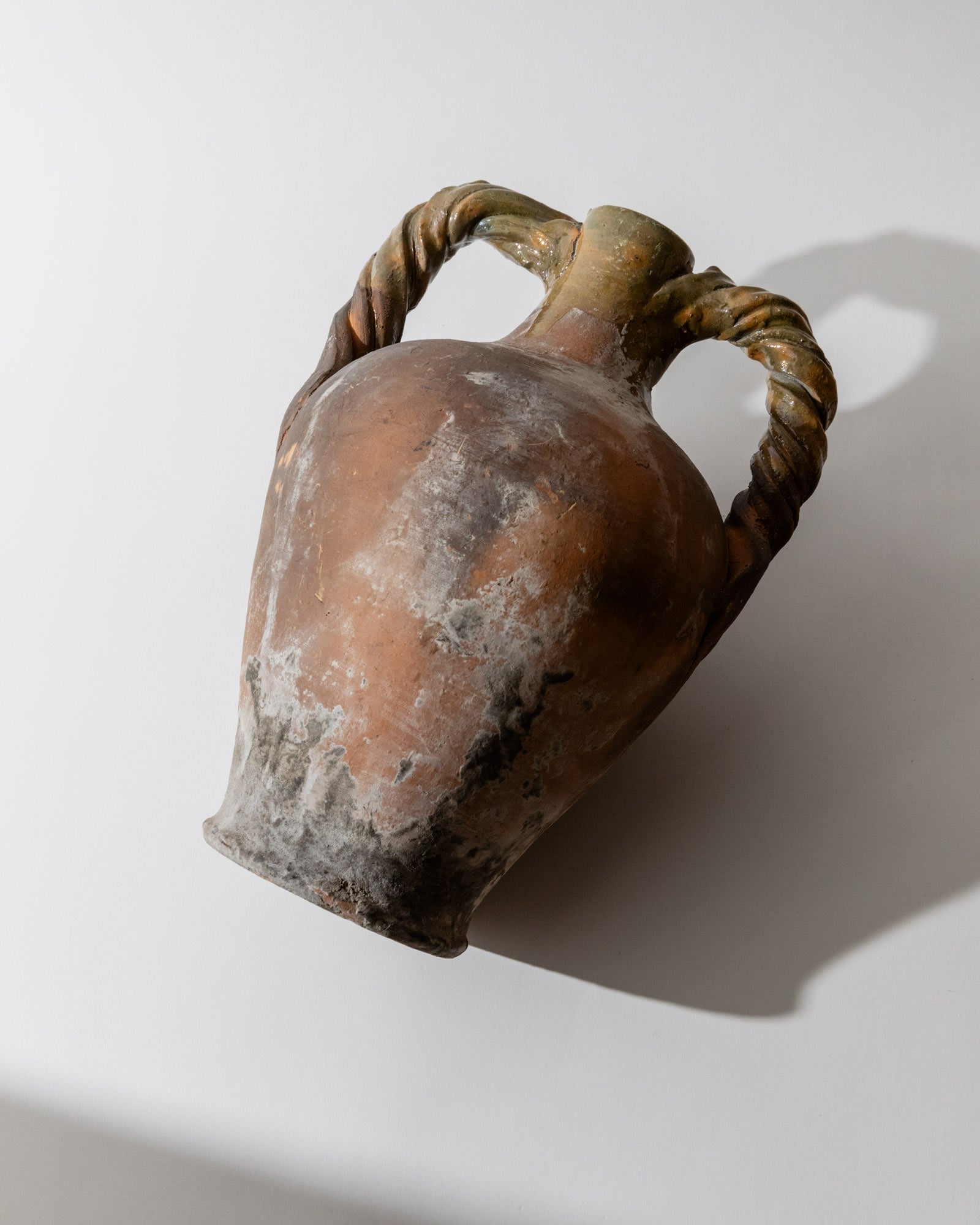 Antique 18th Century Terracotta Amphora — side angle showing textured surface and handles